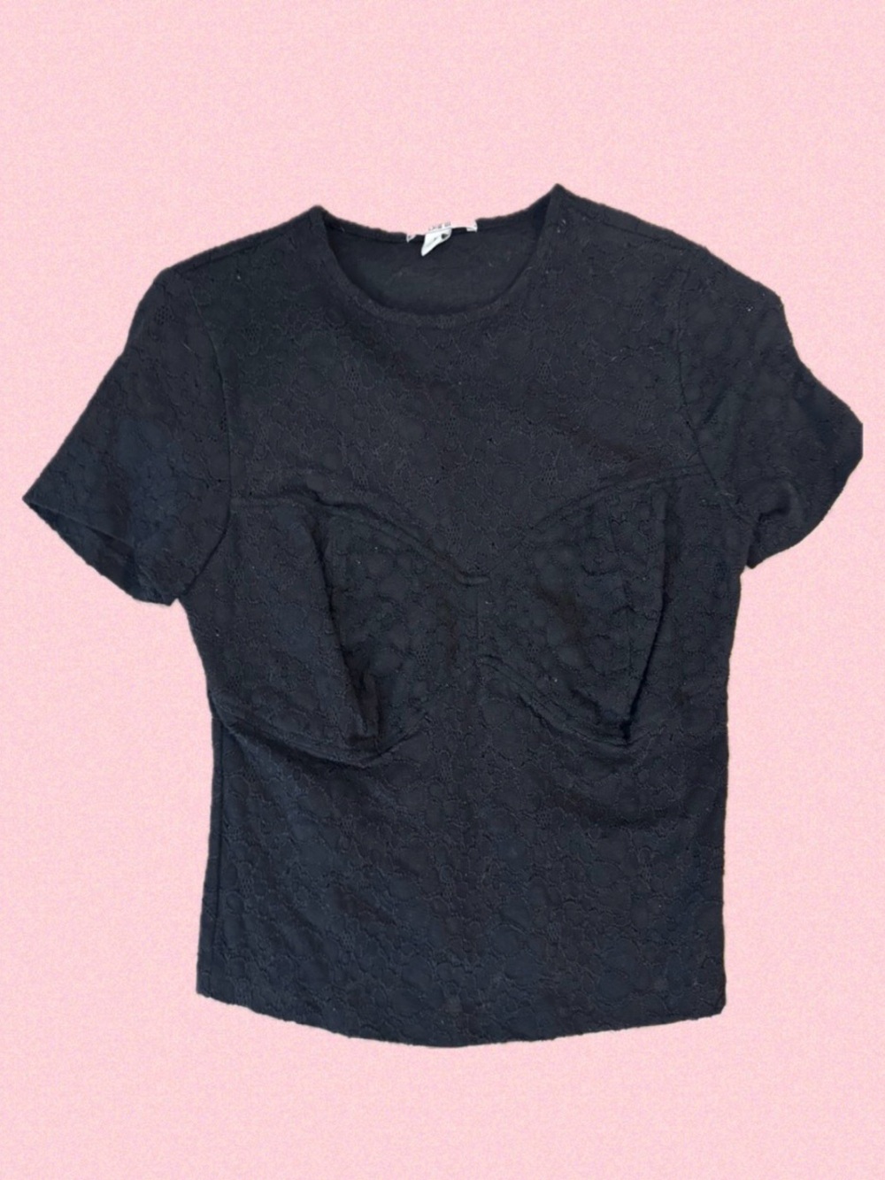 Bar III Black Short-Sleeve Lace Tee